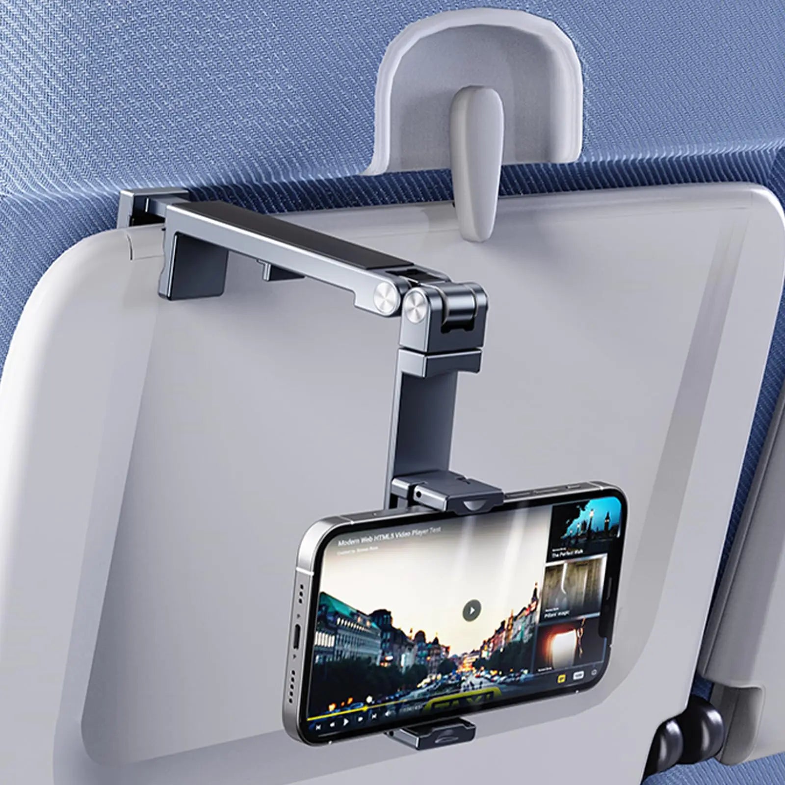 OGRANEE Metal Airplane Phone Holder Mount Foldable Cell Phone Stand for Plane Seat Back Travel Accessories for Long Flights International Flight Travel Essentials for Flying Overseas Must Haves